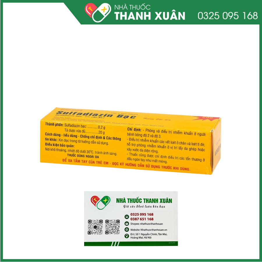 Kem bôi Silver Sulfadiazine 1% phòng và điều trị nhiễm khuẩn ở người bệnh bỏng độ 2 và độ 3, loét tỳ đè